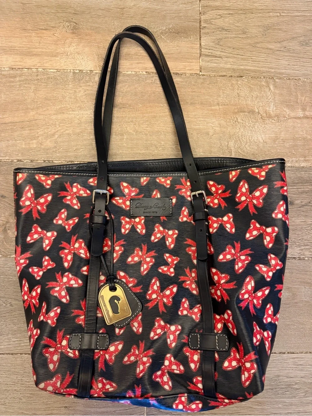 Dooney & Bourke Black Tote with Red Minnie Bow Print
